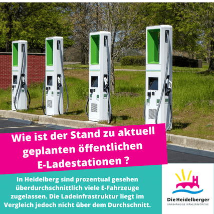 Wir erwarten Infor­ma­tionen zum aktuellen Stand und geplanten Ausbau öffent­licher E‑Ladestationen