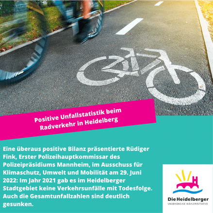 Positive Unfall­sta­tistik beim Radverkehr in Heidelberg